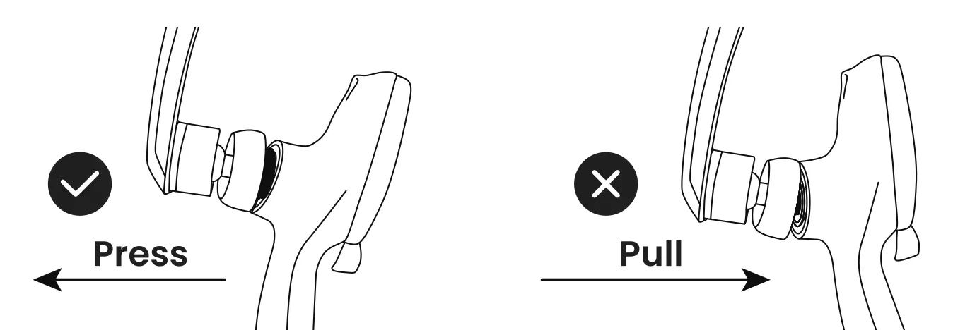 Illustration: Press (correct), Pull (incorrect)